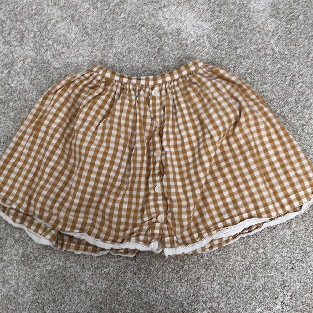 Yellow and white plaid skirt